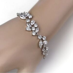 Silver plated CZ Bridal Wedding bracelet
